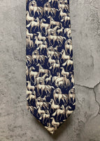 horses pattern tie navy