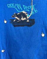 OP T-shirt blue rat skateboard