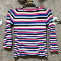 Sonia Rykiel pink strips lace up tops
