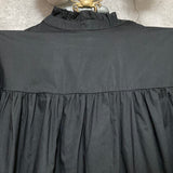 bow back black flare blouse