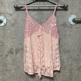 sequin lace camisole pink