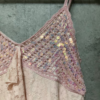 sequin lace camisole pink