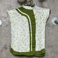 high necked china style tops green
