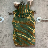 tie-dye turtleneck tops sleeveless green brown khaki