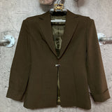 slit sleeve slim jacket dark brown