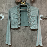 frill cropped jacket blue green lounie