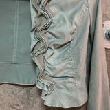 frill cropped jacket blue green lounie