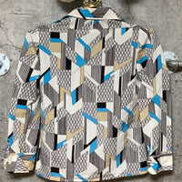 geometric patterned retro shirt blue