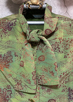 bow tie tailor made dress green kimono like flower pattern