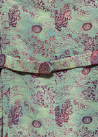 bow tie tailor made dress green kimono like flower pattern