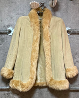 real leather echtes leder fake fur coat beige