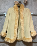 real leather echtes leder fake fur coat beige