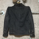 high-neck denim jacket black