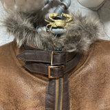 bomber jacket fake leather brown