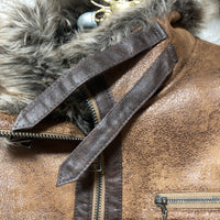 bomber jacket fake leather brown