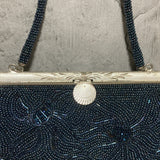 bijou embroidery handbag navy blue