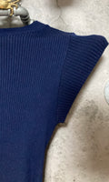 french sleeve rib knit dress navy blue