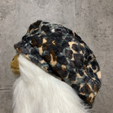misaharada london velour beret animal leopard blue