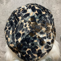 misaharada london velour beret animal leopard blue