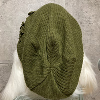 3way lace flower corsage beanie green
