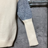 asymmetry design turtleneck knit top navy white gray