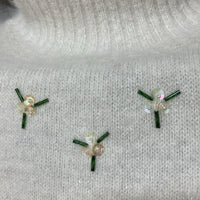 bijou embroidered turtleneck mohair knit top x arm warmer white