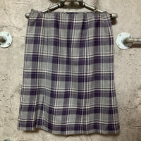 bijou embroidered plaid pattern skirt purple gray