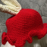 bunny ears knit hat kids baby red white
