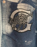 leopard tie dye pants navy blue gray
