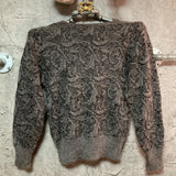 V design knit sweater gray