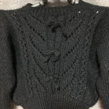 bow mini knit sweater cropped black
