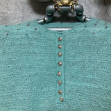 bijou embroidered glitter knit aquamarine green blue