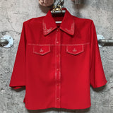 wide shirt  three-quarter sleeve red