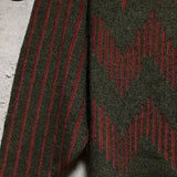 striped pattern shawl collar knit khaki green red
