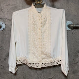 flower lace shirt blouse white