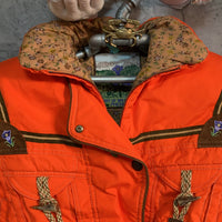 flower embroidered ski outfit jacket orange