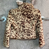 fluffy rabbit fur jacket leopard pattern