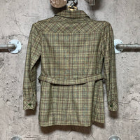 plaid patterned jacket green brown