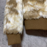 fake fur cropped jacket beige brown