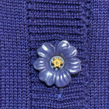 flower shaped button knit cardigan purple