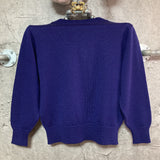 flower shaped button knit cardigan purple