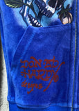 Ed Hardy skull rose printed track suit hoodie pants two piece set blue