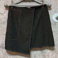 white stitched mini skirt black