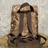 brown hibiscus mini backpack
