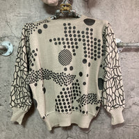 random dots patterned knit sweater gray black beige