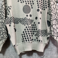 random dots patterned knit sweater gray black beige