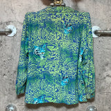 ESCADA tiger cheetah printed silk shirt green blue