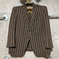 striped single suit jacket blazer double vent men brown