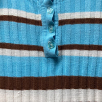 short-sleeve striped knit top short sleeve blue