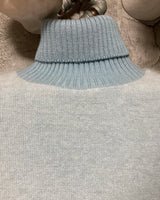 turtle neck knit dress short sleeve blue